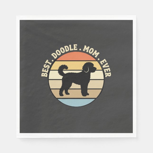 Bästa Doodle-Mamma Nånsin Retro Hund Pappersservett (Framsidan)