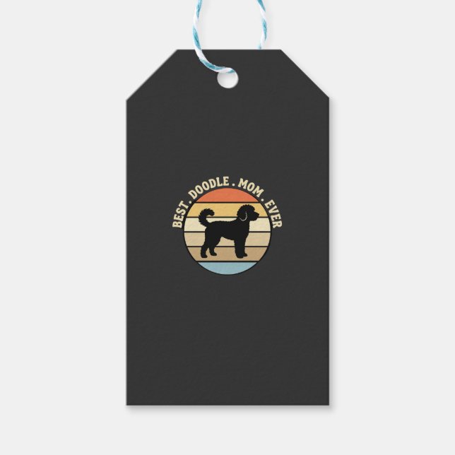 Bästa Doodle-Mamma Nånsin Retro Hund Presentetikett (Framsidan)