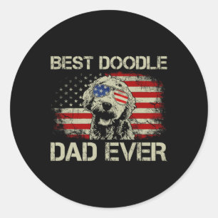 Bästa Doodle Pappa någonsin Goldendoodle 4:e juli- Runt Klistermärke