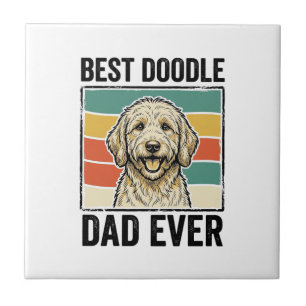 Bästa Doodle Pappa Någonsin Vintage Hund Tröja Des Kakelplatta