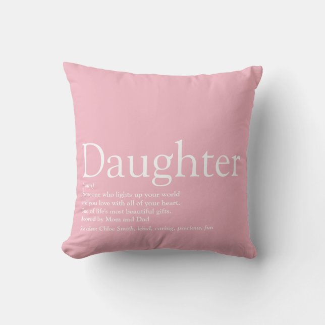 Bästa dotter någonsin Definition Rosa flickaktig Kudde (Framsida)