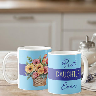 Bästa dotter någonsin gerbera blommor blå kaffemugg