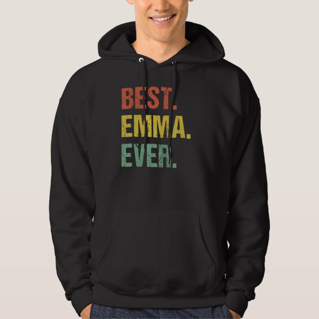 Bästa Emma någonsin Retro Funny Namn Humor Nicknam Hoodie (Framsida)