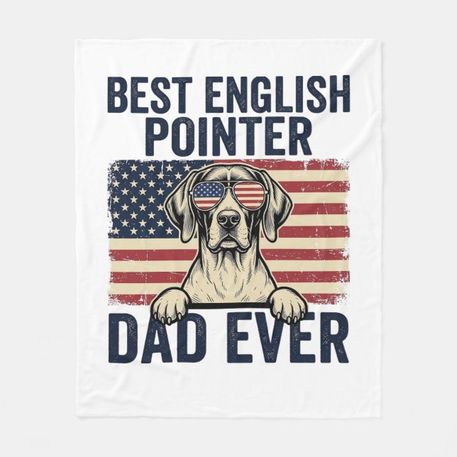 Bästa engelska pointer pappa någonsin Patriotisk h Fleecefilt (Framsidan)