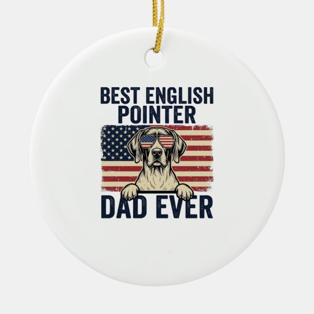 Bästa engelska pointer pappa någonsin Patriotisk h Julgransprydnad Keramik (Framsidan)