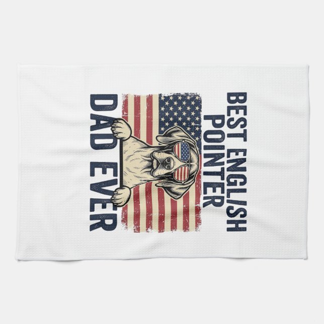 Bästa engelska pointer pappa någonsin Patriotisk h Kökshandduk (Horisontell)