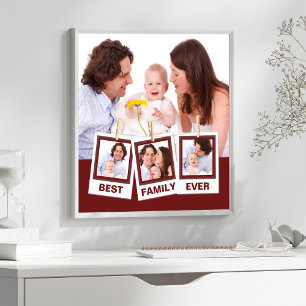 Bästa familjen någonsin Anpassad röd 4 bilder koll Poster