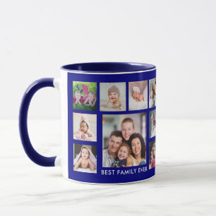 Bästa familjen någonsin Namn 18 Photo Collage Navy Mugg