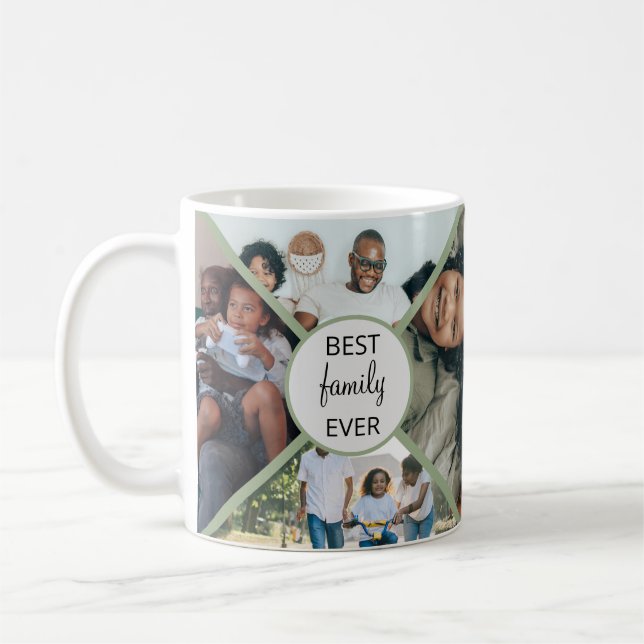 Bästa familjen någonsin, personlig fotocollage Mug Kaffemugg (Vänster)