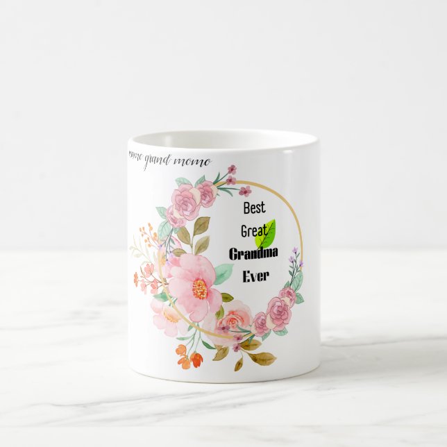 Bästa fantastiska farmor någonsin Rosa blommig Gul Kaffemugg (Center)