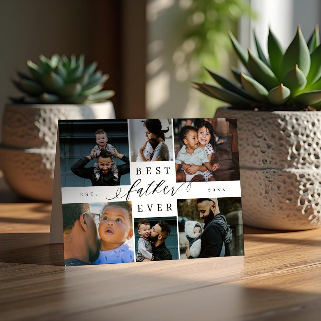 Bästa Far någonsin | Fars dag 6 Fotokollage Kort (Best Father Ever | Father's Day 6 Photo Collage Card)