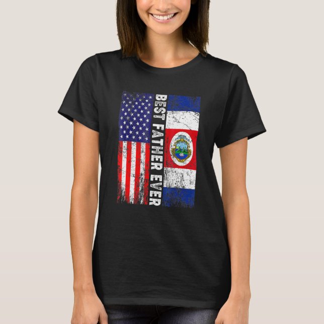 Bästa Far någonsin Fars dag Costa Rica USA Flagga T Shirt (Framsida)