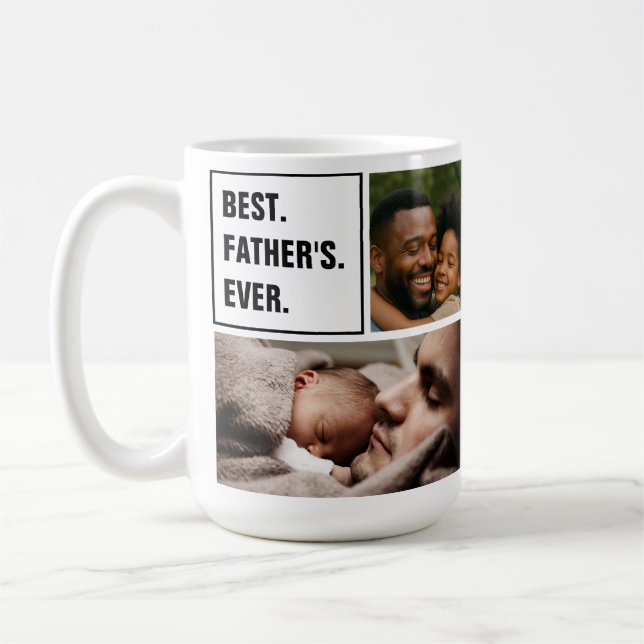 Bästa Far någonsin-fotokollage och Anpassningsbar- Kaffemugg (Vänster)