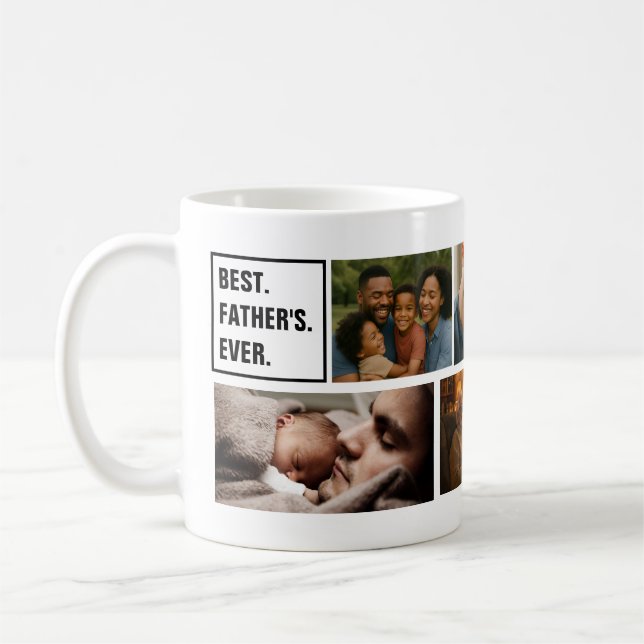 Bästa Far någonsin-fotokollage och Anpassningsbar- Kaffemugg (Vänster)