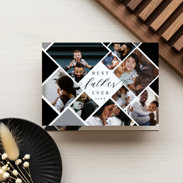 Bästa Far någonsin Modern Photo Collage-Personlig Kort (Best Father Ever Modern Photo Collage Personalized Card)