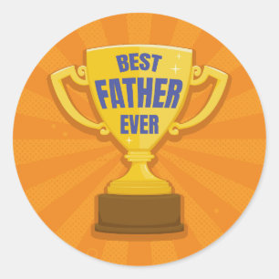 Bästa Far någonsin Retro Trophy Kopp för Pappa Col Runt Klistermärke