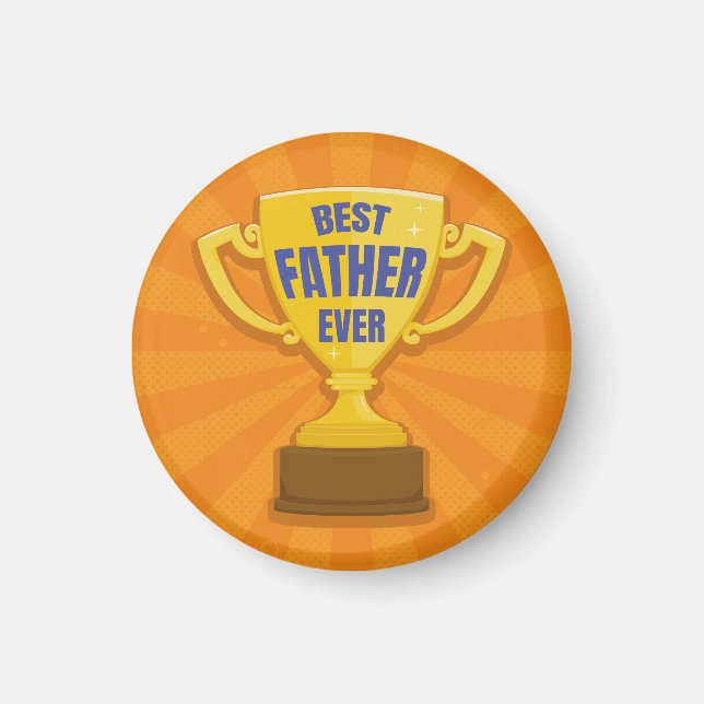 Bästa Far någonsin Retro Trophy Kopp för Pappa, pa Magnet (Framsidan)