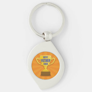 Bästa Far någonsin Retro Trophy Kopp för Pappa, pa Swirl Silverfärgad Nyckelring