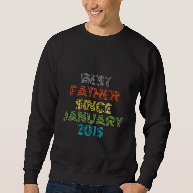 Bästa Far sedan januari 2015 Coola Lång Ärmad Tröja (Framsida)