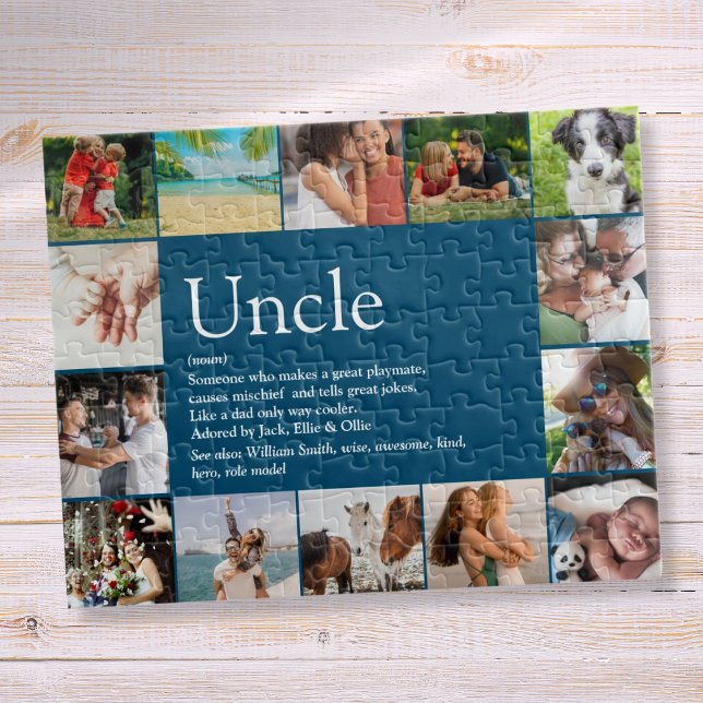 Bästa farbror Funcle Definition 14 Photo Blue Pussel (Best Uncle Funcle Definition 14 Photo Blue Jigsaw Puzzle)