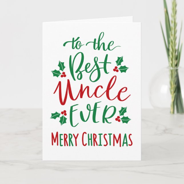 Bästa farbror någonsin God jul Typografi Kort (Framsida)