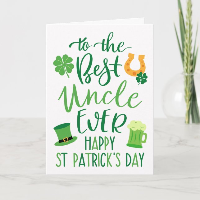 Bästa farbror någonsin St patrick's day Typografi Kort (Framsida)