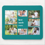 Bästa farbror någonsin Teal Photo Collage Musmatta<br><div class="desc">Skapa din egen Photo Collage Mouse Pad för the Best farbror nånsin. Lägg till egna foton, arbeta medsols från överst till lämnad, med ett urval av liggande och fyrkantigt bilder. I mitten står det "Bästa farbror någonsin" i fet, modern typografi i tealbakgrund. Mallen är inställd så att du kan byta...</div>