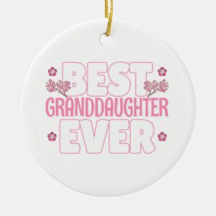 Bästa fardottern någonsin - Kawaii Cherry-Blommar Julgransprydnad Keramik