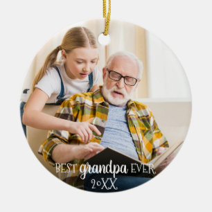 Bästa farfar 2-sidig 2-sidig fotojul julgransprydnad keramik