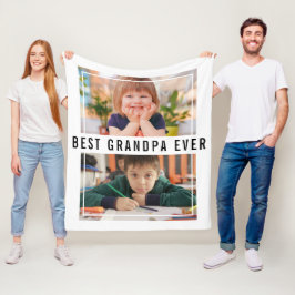 Bästa farfar Aldrig Grandchildren 2 Photo Collage Fleecefilt