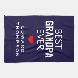 Bästa farfar Aldrig Heart Namn White Navy Kökshandduk