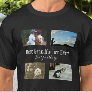 Bästa farfar Aldrig Photo Collage White Script T Shirt