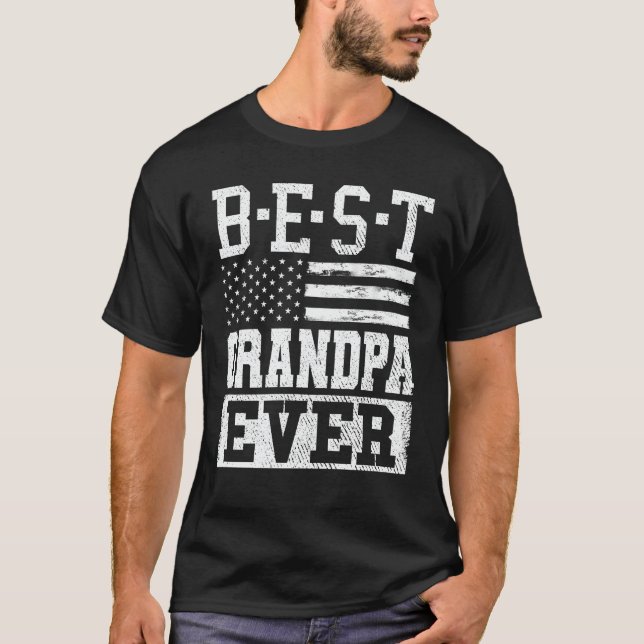 Bästa farfar - Amerikanska Flagga T Shirt (Framsida)