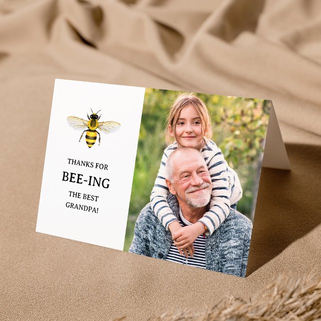 Bästa farfar | Cute Bee och Photo Fars dag Helgkort (Skapare uppladdad)