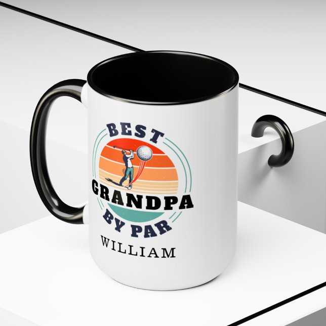 Bästa farfar efter pars retro Birthday-Personlig Mugg (Personalized Grandpa Golfer Mug)