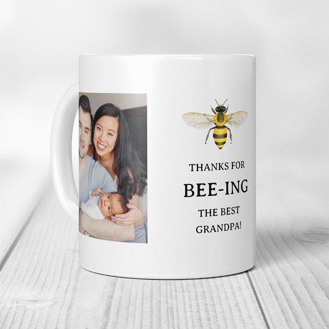 Bästa farfar | Enkel cute Bee och foton Kaffemugg (Skapare uppladdad)