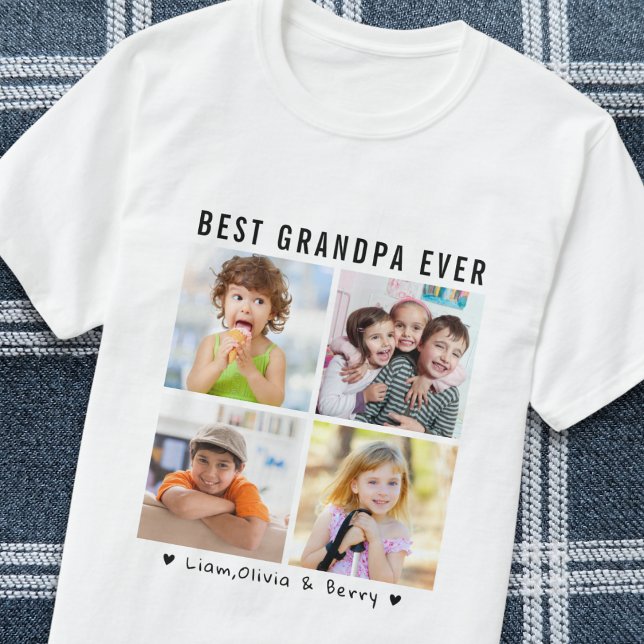 Bästa farfar, fyra fotopatéer t shirt (Best Grandpa Ever Four Photo Keepsake Gift T-Shirt
)