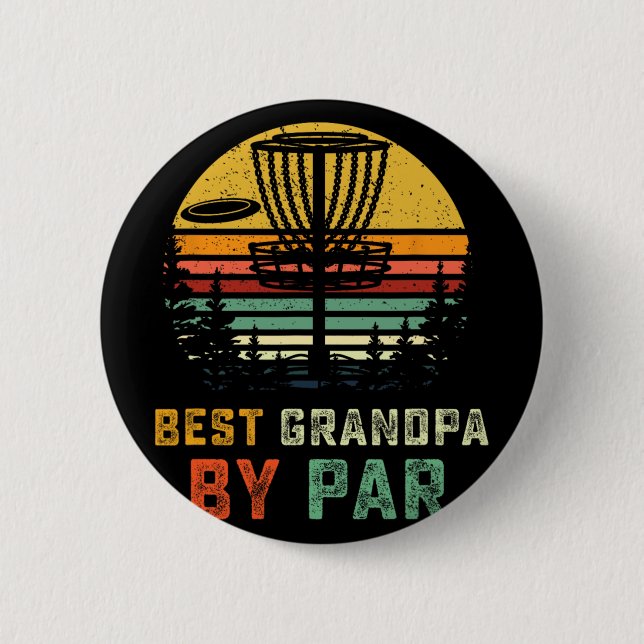 Bästa farfar genom par fars dag frisbee disc golf knapp (Framsida)