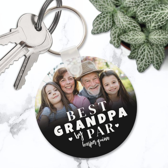 Bästa farfar genom par foto nyckelring (Best Grandpa By Par Photo Keychain)