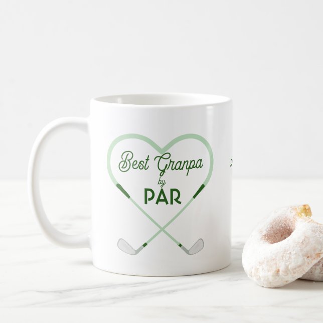 Bästa farfar genom par Kärlek formad golf tema Kaffemugg (Med munk)