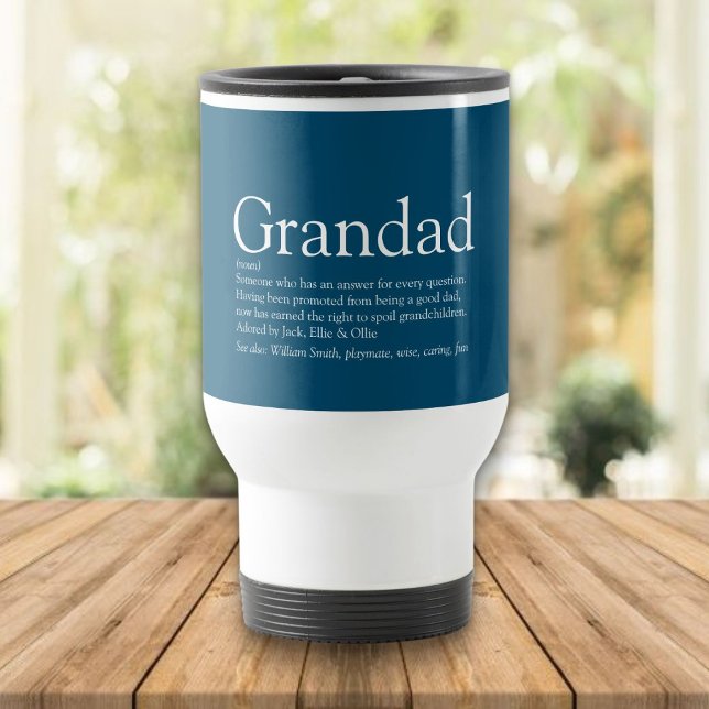 Bästa farfar genom tiderna, definition av farfar b resemugg (Best Ever Grandpa, Grandfather Definition Blue Travel Mug
)