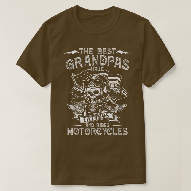 Bästa farfar med tatueringar och motorcyklar med l t shirt (Design framsida)