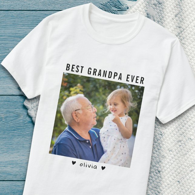 Bästa farfar, morfar och morfar Foto T Shirt (Best Grandpa Ever Grandfather And Grandkid Photo T-Shirt
)