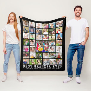 BÄSTA FARFAR NÅGONSIN 39 Fotocollage i din färg Fleecefilt
