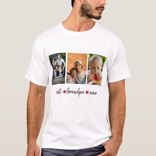 Bästa farfar någonsin 3-fotoAnpassningsbar T Shirt (Framsida)