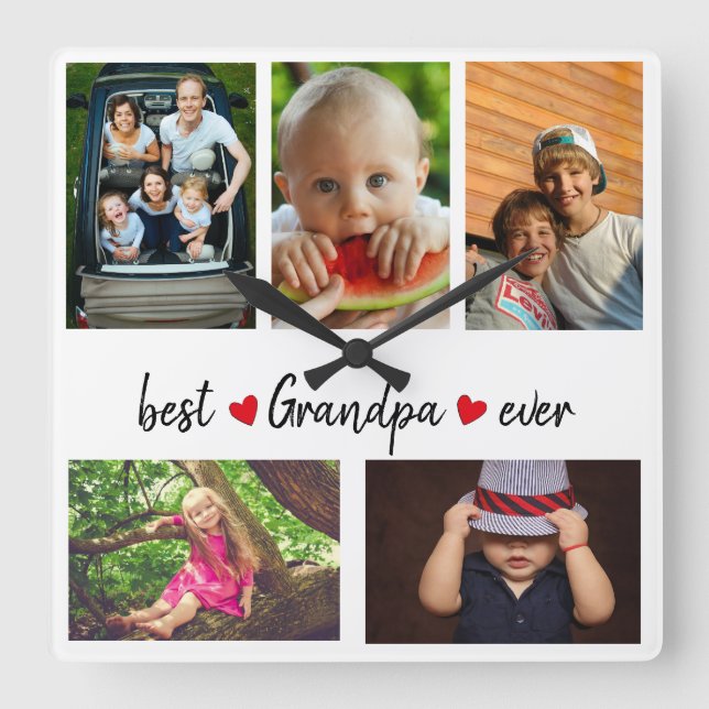 Bästa farfar någonsin 5-fotoAnpassningsbar Fyrkantig Klocka (Framsida)
