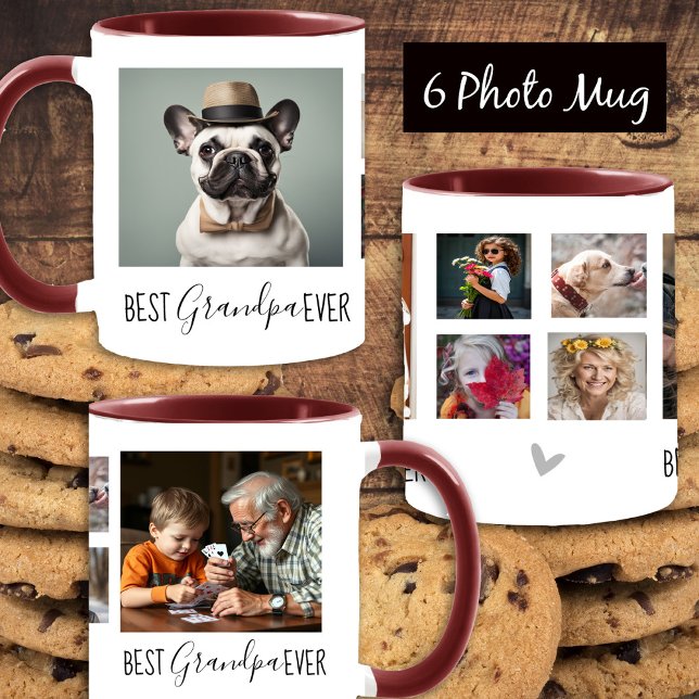 Bästa farfar någonsin 6 Photo Collage White Mugg (Skapare uppladdad)