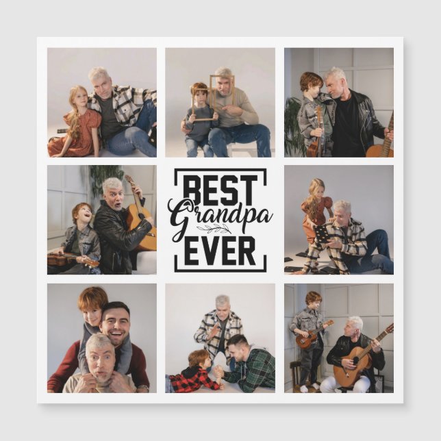 Bästa farfar någonsin, 8 fotokollage Magnetiskt ko (Framsida)