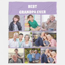 Bästa farfar någonsin 8Fotocollage Chic lila Fleecefilt