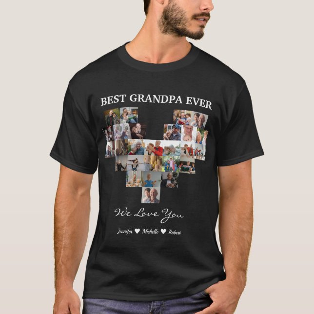 Bästa farfar någonsin Anpassade foton barnbarnsnam T Shirt (Framsida)